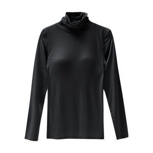 Elegant Black Turtleneck With Built In Bra Top